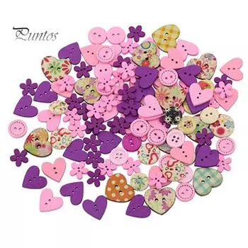 1 упаковка круглых деревянных пуговиц с 2 отверстиями в форме сердца любви (цвет: многокрасочный)