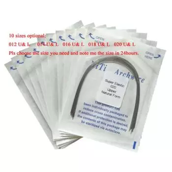 1 упаковка ортодонтических стоматологических суперэластичных овальных дуг Niti Round Arch Wires, 10 размеров 0.12 Lower