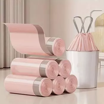 1 упаковка особо толстых прочных полиэтиленовых мусорных мешков с завязкой, многофункциональные одноразовые мусорные мешки, бытовые переносные мешки для отходов. 50