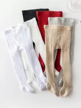 1 упаковка простых базовых колготок с вертикальными полосками для маленьких девочек, подходят для повседневной жизни S белый