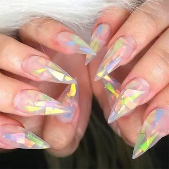 1 упаковка, разноцветные голографические наклейки для ногтей, наклейки для дизайна ногтей, блестящая фольга для ногтей, зеркальная блестящая бумага 01