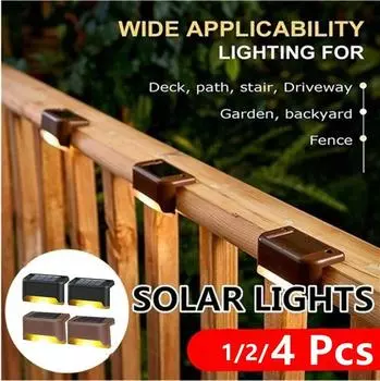 1 упаковка, солнечные ступенчатые светильники, уличные водонепроницаемые декоративные палубные светильники, садовые лестничные фонари, пейзажные светильники для забора HMM