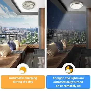 1 упаковка светодиодных солнечных потолочных светильников с дистанционным управлением для внутреннего балкона, водонепроницаемых уличных светильников для сада, домашнего крыльца, умного освещения