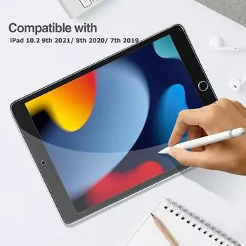 1 упаковка закаленного стекла для iPad 10,2 дюйма (9/8/7 поколение 2021/2020/2019) Защитная пленка для экрана, прозрачная, высокого разрешения iPad 10.2 чистый