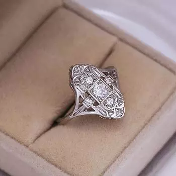 1 Винтажное креативное полое кольцо из циркония для мужчин и женщин, ювелирный аксессуар для вечеринки, отпуска, банкета (Нет коробки) 6