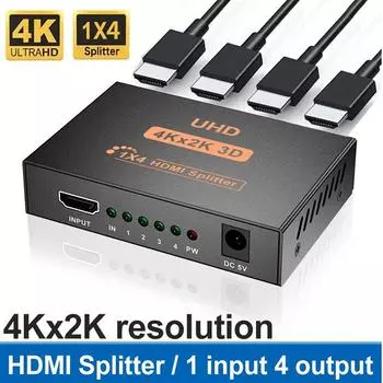 1 в 4 выхода 4K 1080P HDMI-разветвитель 1x4 видео HDMI-распределитель HDMI-переключатель дублирующий усилитель экрана для HD TV DVD PS3 Xbox 1 in 4 out 4K