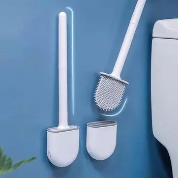 1 Wall Hanging Long Handle Toilet Brush, Silicone Cleaning Brush, Durable, Easy To Clean, Suitable For Bathroom, Toilet Cleaning оранжевый