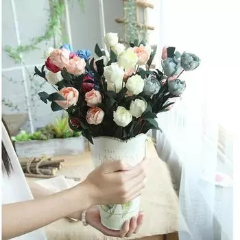 1 ветка 6 головок букета PE розы искусственные цветы свадьба дом искусственный цветок вечеринка украшения своими руками шампанского