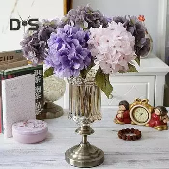 1 ветка, экологически чистый искусственный цветок, не увядает, красивый искусственный цветок гортензии, аксессуары для свадебного букета своими руками фиолетовый