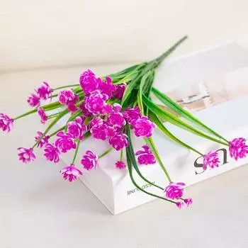 1 ветка искусственный цветок 7 раздвоенных ярких пластиковых красивых реалистичных искусственных пружин фиолетовый