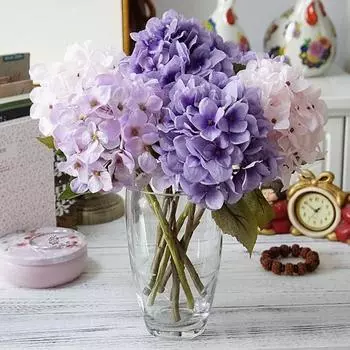 1 ветка, искусственный цветок, не увядает, декоративная, долговечная, модная, для гостиной, спальни, рабочего стола, искусственная гортензия для повседневной жизни фиолетовый