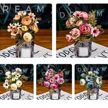 1 ветка искусственный цветок свадьба домашний отель офис сад украшение розовый