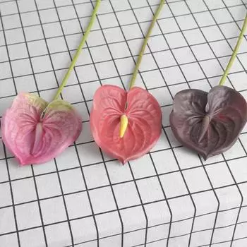 1 ветка из искусственного шелка, сохраняющий свежесть, долговечный 3D-печать, модный красивый искусственный антуриум, офисный декор