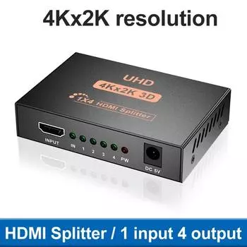 1 вход 4 выхода 4K 1080P HDMI сплиттер 1x4 видео HDMI распределитель HDMI коммутатор усилитель дублирующего экрана для HD TV DVD PS3 Xbox 1 in 4 out 4K