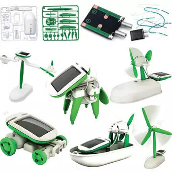 1 X Creative Diy Power Solar Robot Kit 6 в 1 Развивающая обучающая игрушка для детей