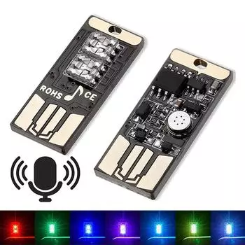 1 x Мини USB светодиодная лампа для салона автомобиля Декоративная атмосфера Освещение Звуковое управление Освещение Декоративная ночная лампа 7 цветов Диско вспышка