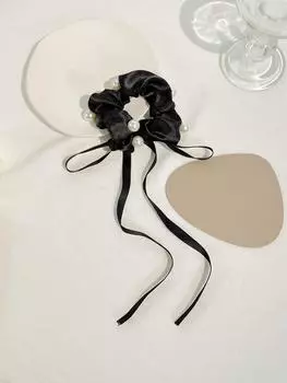 1 жемчужно-черная лента-повязка на голову, резинка, бант, универсальный и изысканный стиль для повседневного использования
