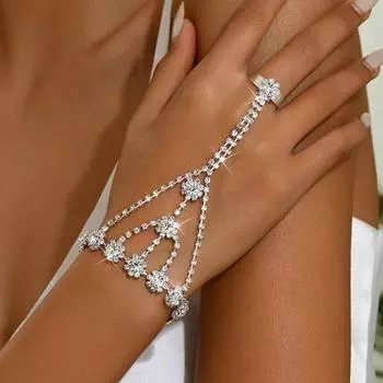 1 Женская цепочка-коготь серии Trendy Sunflower Finger Chain Цепочка для свиданий Путешествия Банкет Вечеринка Праздничный наряд Подарок WHITE