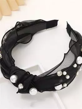 1 женская весенняя новая сетчатая повязка на голову с широким краем, темпераментная жемчужная повязка на голову Size fits all