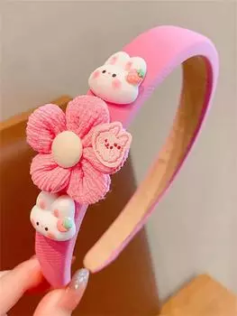 1 женская весенняя розовая мультяшная повязка на голову с изображением кролика для мытья волос под давлением Size fits all