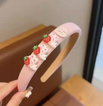 1 женская весенняя розовая мультяшная повязка на голову с изображением кролика для мытья волос под давлением