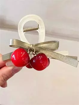 1 Женский новый летний французский бант-вишня заколка для волос вишня заколка-краб затылок пучок высокий хвост половина акулий коготь головной убор Size fits all