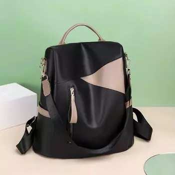 1 женский рюкзак, мягкий кожаный рюкзак, большой вместимости, повседневный рюкзак с цветными блоками, модный студенческий рюкзак Pack of 1