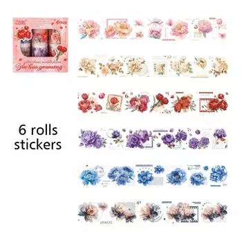 1Box PET Flower Plant DIY Sticker Pack Handmade Supplies Floral Stamps Self-adhesive Diary Handbook Life Recording Book