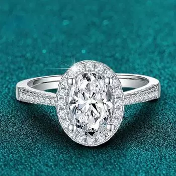 1CT 2CT D VVS1 овальные ограненные муассанитовые кольца для женщин 925 стерлингового серебра лабораторный бриллиант обручальное свадебное вечернее кольцо 5&1ct 5x7mm