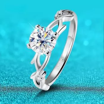 1CT 6,5 мм D цвет муассанит кольца для женщин сверкающий свадебный бриллиантовый браслет из стерлингового серебра S925 подарок на день рождения GRA 5.5&us size