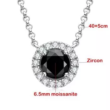1CT черное ожерелье из муассанита для женщин, оригинальный кулон из 100% стерлингового серебра 925 пробы, классическая ключичная цепочка, роскошные ювелирные изделия