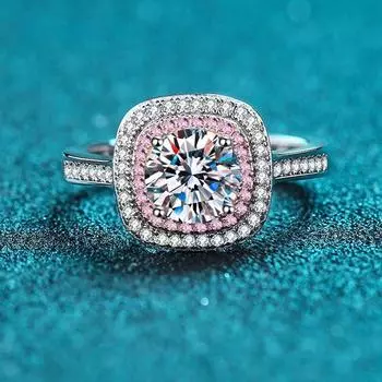 1ct D Цвет 100% настоящий муассанит кольца для женщин квадратное роскошное обручальное кольцо 100% кольца из стерлингового серебра S925 GRA 5.25