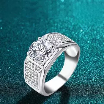 1ct D Цвет Муассанит Обручальное Кольцо Мужское Кольцо Стерлингового Серебра 925 пробы с Позолоченными Обручальные Кольца Подарок Для Мужчин 16