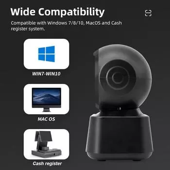 1D 2D QR проводной сканер штрих-кодов высокоскоростная платформа Hands-Free автоматический считыватель Sense USB-порт Plug&Play для Windows Android чёрный