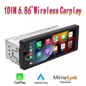 1Din 6.86 HD автомобильный радиоприемник мультимедиа Carplay сенсорный экран Mirror Link стерео Bluetooth USB FM камера MP5 плеер