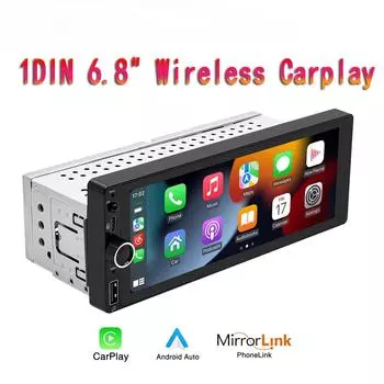 1din 6.86 HD Car Radio Multimedia Carplay Touch Screen Mirror Link Stereo Bluetooth USB FM Camera MP5 Player