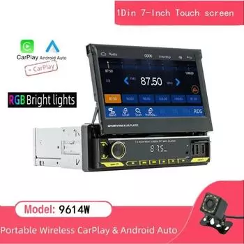 1Din автомобильный радиоплеер 7 MP5 плеер складной сенсорный экран автомобильный беспроводной CarPlay Android Auto Mirror Link видео USB TF BT