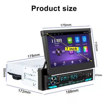 1din Универсальный Android 2 + 64G Автомобильный радиоприемник GPS-навигация 7 Выдвижной экран Мультимедийный плеер Carplay Стерео Авторадио 2+64+MIC