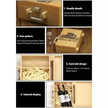 1Комплект 1:12 кукольных домиков, миниатюрная чашка для красного вина, коробка для вина, модель, домашний декор, игрушка