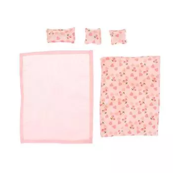 1Комплект 1:12 кукольных домиков Миниатюрная кровать Четырехспальный комплект простыня одеяло подушка пододеяльник спальня постельное белье модель декор игрушка розовый