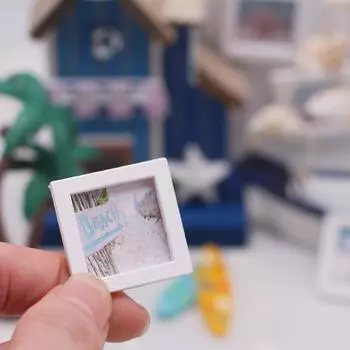 1Комплект 1:12 кукольных домиков Миниатюрный летний пляж Фоторамка Пейзаж Фреска Настенное украшение Модель Декор Игрушка Кукольный дом Аксессуары 4Pcs Random Pattern