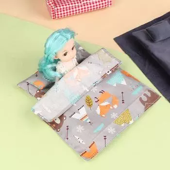 1Комплект 1:12 кукольных мини простынь одеяло подушка четыре части постельное белье спальня декор