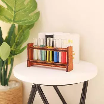 1Комплект 1:12 кукольных миниатюрных цветных пробирок со стойкой для моделей лабораторных декораций, игрушек, кукольных домиков, аксессуаров