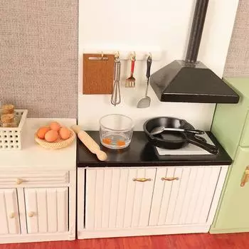 1Комплект 1:12 кукольных миниатюрных миска для яиц, взбивалка для яиц, скалка, сковорода, модель кухни, декоративная игрушка, аксессуары для кукольного дома