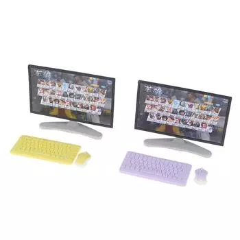 1Комплект 1:12 кукольных миниатюрных настольных компьютеров, клавиатуры, мышки, телевизора, домашнего декора, игрушки чёрный