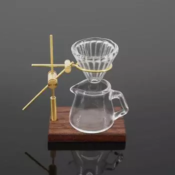 1Комплект 1:12 кукольных миниатюрных подставок для кофе, заваренных вручную, стеклянный горшок, воронка, мини-подставка для кофе, модель чашки для кофеварки, декор для кухни One size