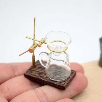 1Комплект 1:12 кукольных миниатюрных подставок для кофе, заваренных вручную, стеклянный горшок, воронка, мини-подставка для кофе, модель чашки для кофеварки, декор для кухни