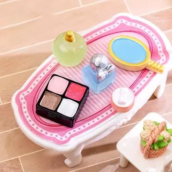 1Комплект 1:12 кукольных миниатюрных светящихся духов, теней для век, косметического зеркала, тапочек, декора для моделей игрушек, кукольных домиков, аксессуаров 6Pcs No Luminous