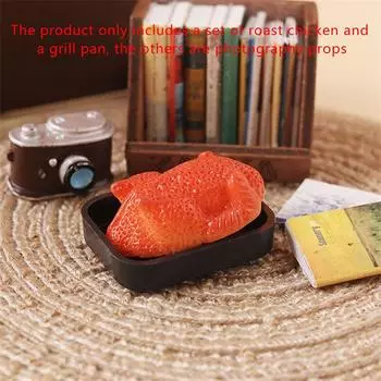 1Комплект 1:12 кукольных миниатюрных жареных цыплят с подносом, модель еды, кухонный декор, игрушка