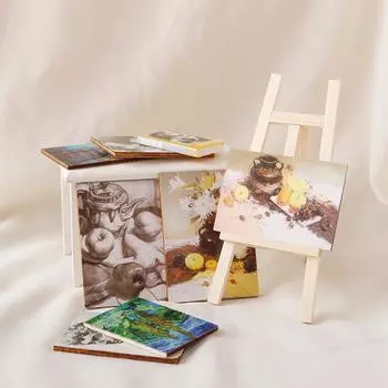 1Комплект 1:12 Кукольный Домик Художественная Модель Миниатюрный Мольберт Эскизы Художник Живопись Чертежная Доска Набор Фреска Модель Художественная Комната Сцена Декор Игрушки